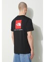 Bavlněné tričko The North Face M S/S Redbox Tee černá barva, s potiskem, NF0A87NPJK31