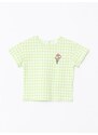 LC Waikiki Crew Neck Short Sleeve Checkered Cotton Baby Girl T-Shirt.