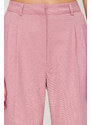 Trendyol Limited Edition Light Pink Straight/Straight Fit Pleated Woven Trousers