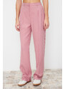 Trendyol Limited Edition Light Pink Straight/Straight Fit Pleated Woven Trousers