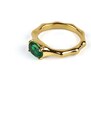 Bellonelli Pozlacený prsten se zeleným kamínkem GRKZ10186 52mm