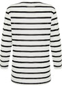 Trendyol White Single Jersey Striped Heart Embroidered Long Sleeve Knitted Tunic T-shirt