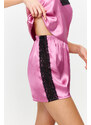 Trendyol Dusty Rose Satin Lace Detailed Woven Pajama Set