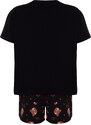 Trendyol Black 100% Cotton Teddy Bear Printed Knitted Pajamas Set