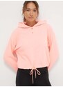 Mikina Dkny dámská, růžová barva, s kapucí, aplikací, DP3T9723
