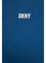 Mikina Dkny dámská, tmavomodrá barva, s kapucí, aplikací, DP3T9723