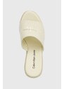 Pantofle Calvin Klein Jeans SLIDE WEDGE ROPE SANDAL ML BTW dámské, béžová barva, na klínku, YW0YW01356