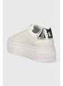Kožené sneakers boty Calvin Klein Jeans BOLD PLATF LOW LACE LTH ML MET bílá barva, YW0YW01457