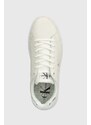 Kožené sneakers boty Calvin Klein Jeans BOLD PLATF LOW LACE LTH ML MET bílá barva, YW0YW01457