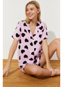Trendyol Pink Heart Viscose Woven Pajamas Set