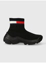 Sneakers boty Tommy Jeans TJW SOCK BOOT černá barva, EN0EN02446