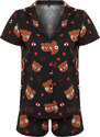 Trendyol Black 100% Cotton Teddy Bear Pattern Knitted Pajamas Set