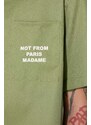 Košile Drôle de Monsieur La Chemise Slogan pánská, zelená barva, relaxed, s klasickým límcem, D-SH128-PL004-LKK