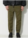 Bavlněné kalhoty Alpha Industries Airman Pant zelená barva, 188201.142