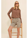 Trend Alaçatı Stili Women's Brown Basic Woven Shirt