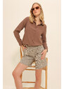 Trend Alaçatı Stili Women's Brown Basic Woven Shirt