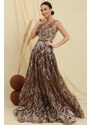 By Saygı Silvery Ghost Tulle Princess Evening Dress