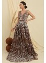 By Saygı Silvery Ghost Tulle Princess Evening Dress