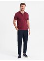 Ombre Clothing Pánské chino kalhoty s elastickým pasem SLIM FIT - tmavě modré V3 OM-PACP-0157