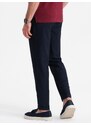 Ombre Clothing Pánské chino kalhoty s elastickým pasem SLIM FIT - tmavě modré V3 OM-PACP-0157