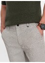 Ombre Clothing Pánské chino kalhoty s elastickým pasem SLIM FIT - světle šedé V1 OM-PACP-0157