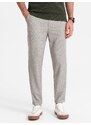 Ombre Clothing Pánské chino kalhoty s elastickým pasem SLIM FIT - světle šedé V1 OM-PACP-0157