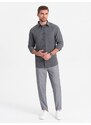 Ombre Clothing Pánské chino kalhoty s elastickým pasem SLIM FIT - šedé V2 OM-PACP-0157
