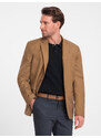 EDOTI Klasické pánské sako s kapsou na polštář - karamelové V2 OM-BLZB-0115
