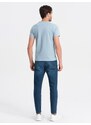 Ombre Clothing Bavlněné klasické světle modré tričko s krátkým rukávem V12 TSBS-0146