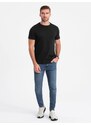 Ombre Clothing Bavlněné klasické černé tričko s krátkým rukávem V1 TSBS-0146