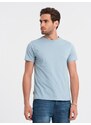 Ombre Clothing Bavlněné klasické světle modré tričko s krátkým rukávem V12 TSBS-0146