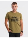 Ombre Clothing Jedinečné khaki krátké tričko s potiskem V2 tspt-0164