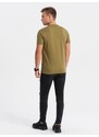 Ombre Clothing Jedinečné khaki krátké tričko s potiskem V2 tspt-0164