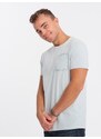 Ombre Clothing Zajímavé tričko s ozdobnou kapsou světle šedé V10 TSPT-0154