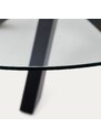 Skleněný jídelní stůl Kave Home Argo 150 cm s černou kovovou podnoží