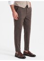Ombre Clothing Pánské chino kalhoty s elastickým pasem SLIM FIT - čokoládové V2 OM-PACP-0158