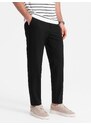 Ombre Clothing Pánské chino kalhoty s elastickým pasem SLIM FIT - černé V3 OM-PACP-0158