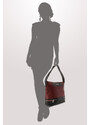 Červenočerná dámská moderní kožená kabelka Irriel