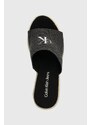 Pantofle Calvin Klein Jeans SLIDE WEDGE ROPE SANDAL ML BTW dámské, černá barva, na klínku, YW0YW01356