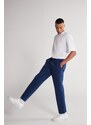 AC&Co / Altınyıldız Classics Unisex Indigo Standard Fit Normal Cut, Flexible Cotton Sweatpants with Pockets.