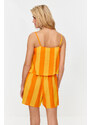 Trendyol Orange Striped Undershirt-Shorts Woven Pajamas Set