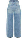 Trendyol Blue Stitching Detailed Normal Waist Extra Wide Leg Jeans