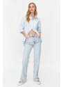 Trendyol Light Blue High Waist Wide Leg Jeans