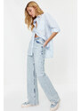 Trendyol Light Blue High Waist Wide Leg Jeans