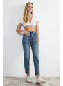 Trendyol Blue More Sustaniable High Waist Slim Mom Jeans