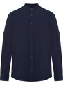 Trendyol Dark Navy Blue Slim Fit Basic Collar 100% Cotton Shirt with Epaulets