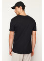 Trendyol Black Regular/Regular Fit V-Neck Basic 100% Cotton T-Shirt