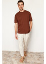 Trendyol Brown Relaxed Basic 100% Cotton T-Shirt