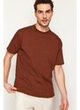 Trendyol Brown Relaxed Basic 100% Cotton T-Shirt