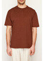 Trendyol Brown Relaxed Basic 100% Cotton T-Shirt